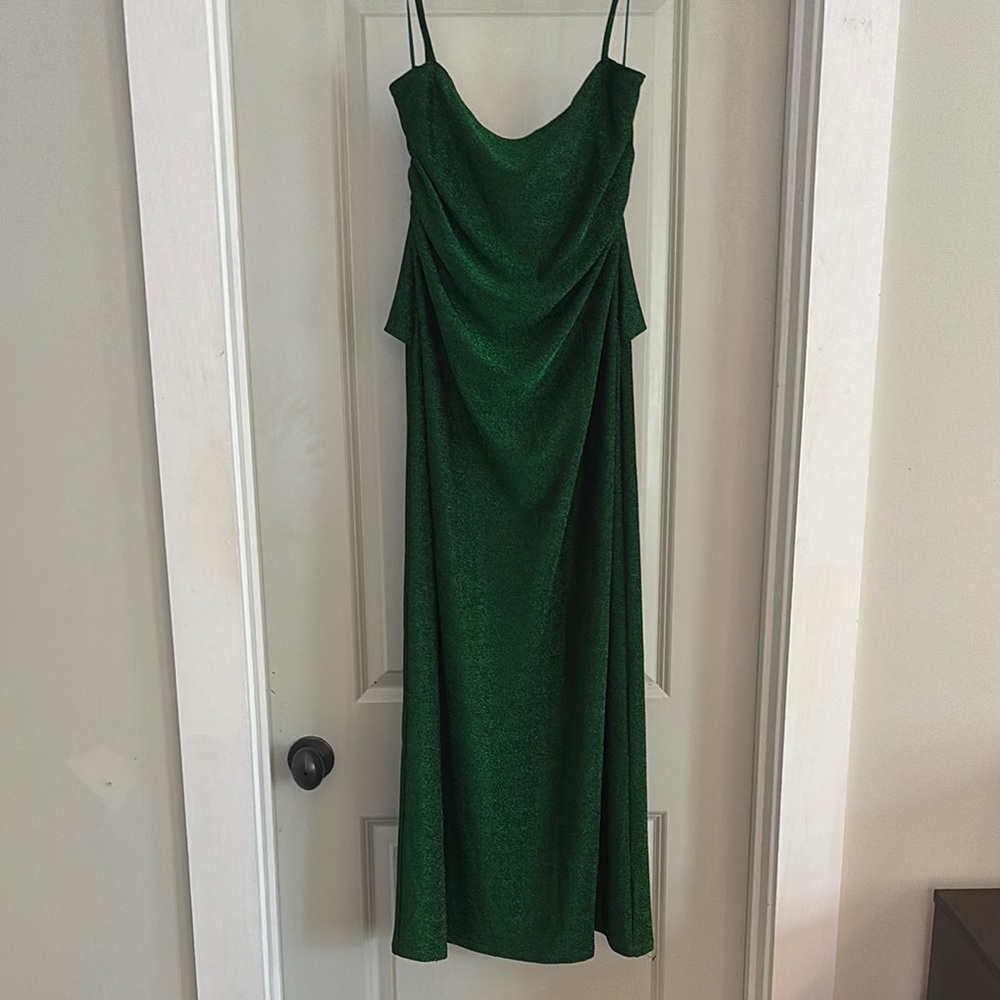 Reformation Breslin Green Sparkly Cocktail Dress
